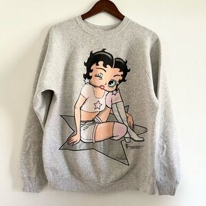 ORIGINAL RARE Vintage 1995 Betty Boop Workout Sweatshirt Silver Star Aerobics